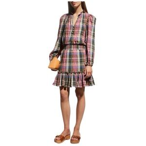 VERONICA BEARD Destiny Dress Plaid Ruffle Collar Size 4 NEW Demure Preppy